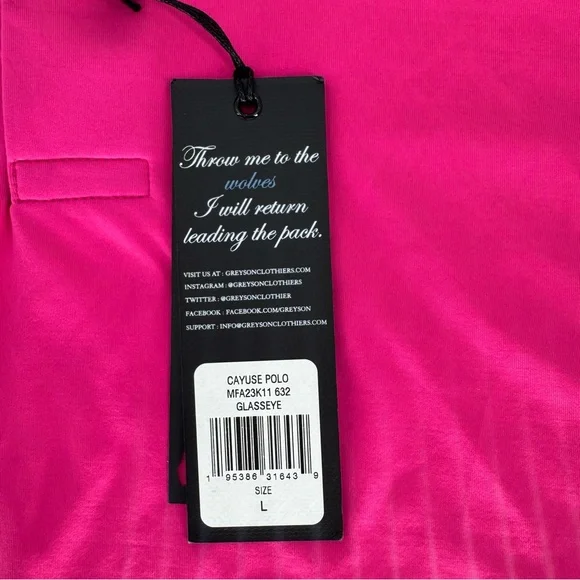 Greyson Men's Large Cayuse Barbie Core Pink Glasseye Short Sleeve Polo NWT - Picture 8 of 8